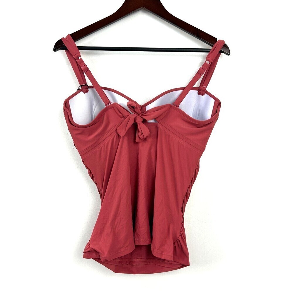 Coco Reef Charisma Women Size 36DD Coral Tankini Top Tie Back Ruched Pleated - Picture 8 of 10